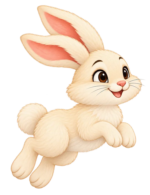 A happy rabbit leaping into the sky